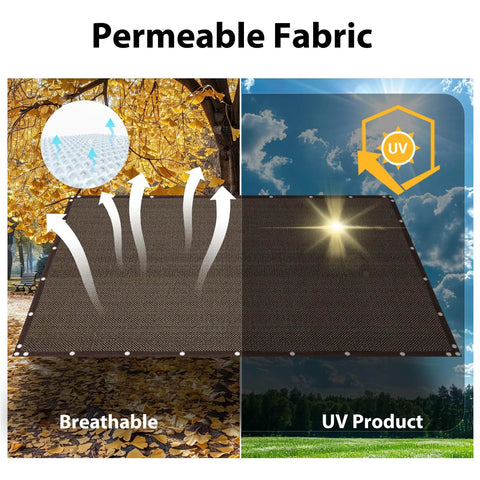 Heavy Duty Outdoor Fence Privacy Screen 4x32 Ft With Breathable HDPE Fabric shown with grommets, illustrating permeability and UV protection.
