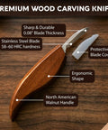 All In One Ultimate Starter Whittling Wood Carving Kit For Beginners with single premium wood carving knife on wood surface