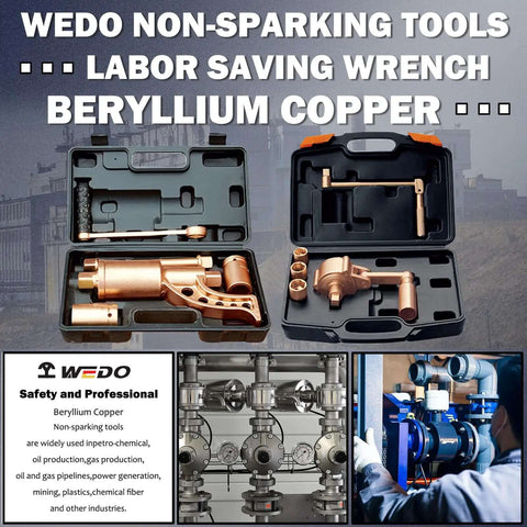 Top Shelf Beryllium Copper Nonsparking Wrench And Socket Kit For Flammable Storage Areas, heavy-duty tools in protective case.