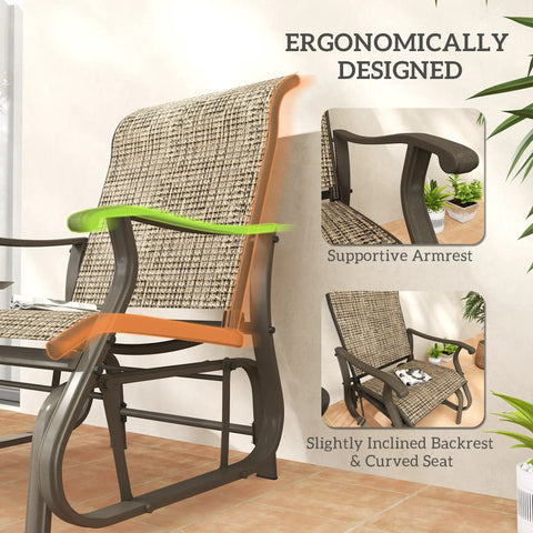 Outdoor Glider Chair For Patio With Steel Frame And Mesh Fabric Smooth Swing For Backyard Garden Or Porch