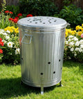 Outdoor 20 Gallon Burn Barrel For Backyard Burning Trash Leaves And Paper Galvanized Steel Metal Burn Can Cage Bin With Lid And Vent Holes