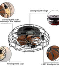 Low Profile 21 Inch Caged Ceiling Fan With Light And Remote Control, Reversible Motor, 360 Degree Metal Mesh Cage