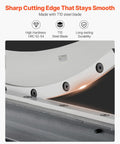 Close-up of the blade of the 20 Inch Guillotine Shear Benchtop Cutter Manual Plate Shear For Metal Sheet Processing Pro Grade Heavy Duty Stand Included For Aluminum Steel Copper Plastic And PCB Boards.