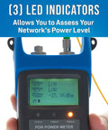 Pro Grade PON Power Meter For FTTx Networking With Concurrent 1310 1490 1550 Nm Readouts, LED display showing readings