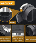 Mass Air Flow Sensor MAF For GM Trucks And SUVs Fits Buick Rainier 5.3L Cadillac Eldorado 4.6L with 5-pin connector and features.