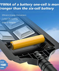 Heavy Duty Solar Flood Lights Outdoor 6000K LED Waterproof Motion Sensor With Remote Dusk To Dawn Security Light Built Tough And Holds Up Like A Champ For Your Yard Patio Walkway 2 Pack battery overview with yellow cell.