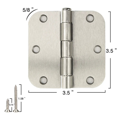 Heavy Duty 24 Pack 3.5 Inch Round Brushed Satin Nickel Door Hinges For Interior And Exterior Use Ideal For Doors Cabinets Gates And Furniture With 6 Holes 270 Degree Rotation And 144 Free Screws Included close-up view