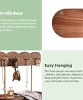Lux Walnut Wave Entryway Organizer with non-slip base and four gold hooks for keys and jewelry, minimalist decor for an entry table.