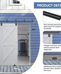 Five Foot Exterior Sliding Barn Door Hardware Kit Built Tough Heavy Duty Track System For Indoor And Outdoor Doors Wall Mount Black Galvanized Steel With Weatherproof Floor Guide shown installed on blue siding with white door