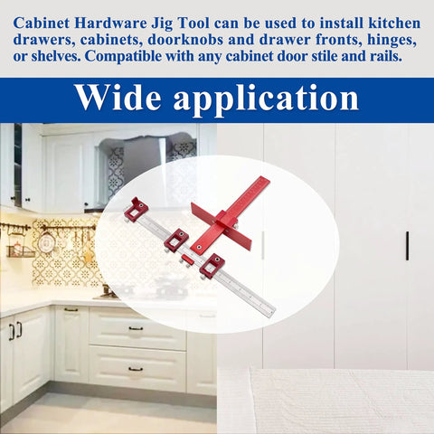 All In One Cabinet Hardware Jig For Handles And Knobs Inch And Metric Drill Guide For Doors And Drawer Fronts Red with wide application in cabinetry.