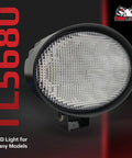 TL5680 12V LED Tractor And Combine Light Flood Beam Beefy 5200 Lumens 65W, oval shape, aluminum housing, front view