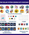 Solar System Sewing Kit For Kids: Beginner Felt Craft Set, pre-cut felt planets, floss, needles, and instructions