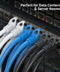 Snagless Short Shielded Cat6A Ethernet Cables 10Gbps 3Ft Pack Of 5 Black installed in networking equipment in data center