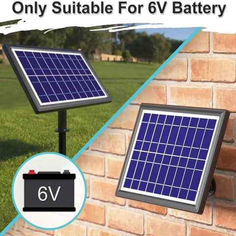 Off-Grid 6V Solar Panel Charger For Deer Feeders And Gate Opener 6W Waterproof Battery Maintainer on stand and wall mount