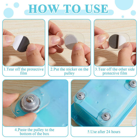 Honoson 24-pack self-adhesive appliance caster wheels; clear housing with steel ball, 360° swivel.
