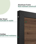 6 Ft By 3 Ft Cedar Wood Fence Gate Kit With Aluminum Frame Privacy Gate close-up showing rust-resistant aluminum frame and cedar wood
