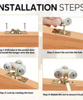 Installation steps for Pocket Door Roller Replacement Kit With Nylon Encapsulated Ball Bearing Wheels For 1125 And Upgrades 1500 Hardware Kit Three Wheel Pulley System Top Mounted Hangers Quiet Smooth Sliding 1 Inch Wheels 220 Pound Capacity