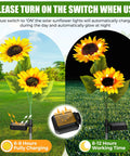 8 Pcs Solar Sunflower Lights With 16 LED Sunflower Solar Flowers Outdoor Garden Decor LED Stake Lights showing charging stages