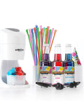 Electric Shaved Ice Machine Kit With Bold Syrup Blends And Twenty Slurp Season Cups for making colorful snow cones.