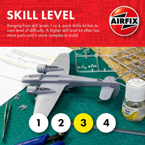 Vickers Wellington 1 72 Scale WWII Bomber Model Kit Gift Set with assembly components and skill level 3 tools
