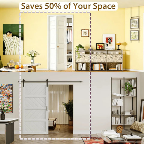 Top Tier 60X80 Bifold Closet Doors Raised Textured Six Panel Face White Primed Lightweight Hollow Core showcased in a stylish room.