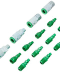 ColorFit A Style 14 Piece Coupler And Plug Kit 1 Quarter NPT Green All In One Durable Steel With Scratch Resistant Coating