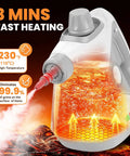 Powerful Portable Handheld Steamer Shooting Scalding Vapor To Wreck Stubborn Pan Grease And Baked On Filth On Tile Linoleum And Fabric Seats With 14 Heavy Duty Tools For No Sweat Scrubbing And Spotless Shine, showcasing fast heating and vapor flow.