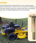 Yellow lawn mower with steel shoulder bolt insert on side, part 738-3102 replacement for outdoor power equipment applications.