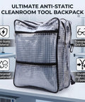 Badass Clear Pvc Engineer Tool Backpack Featuring Quick Access Grid Pockets Anti Static Waterproof Construction Slick Zippers That Let You Snag Your Gear Fast side view in cleanroom environment