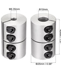 Pair Of Aluminum Shaft Couplers 6.35Mm To 10Mm, 25X40Mm Clamp Joint For 3D Printers And CNC Rigs, Encoder Compatible