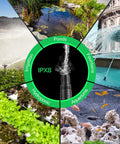 Beast 1600 GPH Submersible Water Pump usage in pond, aquarium, fountain, and hydroponic settings showcasing IPX8 feature.