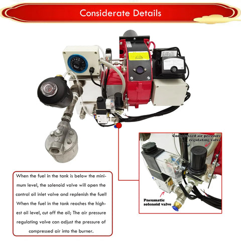 Rock Solid Heavy Duty Waste Oil Burner Heater Air Atomizing Multi Fuel Industrial Boiler Furnace with temperature control and valves
