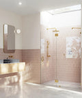 Frameless Shower Door Hinge With Enduroshield Glass Coating, Polished Brass Finish, Heavy Duty Pivot Hardware For 78 Inch By 60.5 Inch Shower Enclosures, No Fuss Install, Durable Glass Door Hardware, Sleek Modern Look on glass shower door