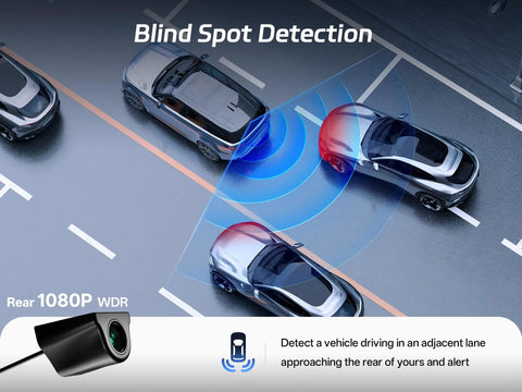 Blind Spot Detection with 4K Front Dash Cam With 1080P Rear, 12-Inch Mirror Cam, All-In-One ADAS Package