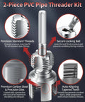 Alinmesh Hc Steel Pvc Pipe Threader Kit 1/2 Inch And 3/4 Inch With Drill Adapter For Npt Threads Cutting Reaming Tool for precision thread cutting.