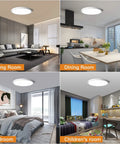 12 Inch Dimmable Flush Mount LED Ceiling Light Fixture Two Pack with Five Color Temperatures in various room settings