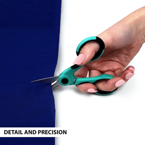 ProSeries 3 Piece Sewing Scissors Bundle For Fabric, Detail Work And Snips, Professional Grade Tempered Stainless Steel Blades, Rust Resistant, Sharp And Long Lasting For Craft Projects, teal detail scissors cutting fabric