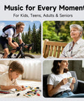 Collage of people enjoying music using 64GB USB MP3 Player With Bluetooth 5.3 Clip For Running And Sports Physical Buttons For Instant Control