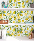 Lemon Branches Floral Peel And Stick Wallpaper Removable Self Adhesive Vinyl Mural Roll 17.7 By 354 Inches Waterproof Wall Decor