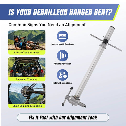 Derailleur Alignment Tool And Hanger Gauge For 20 To 29 Inch Wheels, Quick Precise 0.4mm Shifting Calibration For Bikes.