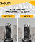 CONQUER deburring external chamfer tool with tungsten blade; fits 1/8–3/4 in stainless burrs; quick-release shank