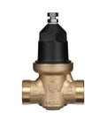 Zurn Wilkins NR3XL 1-1/4 in brass pressure reducing valve with double union FNPT ends and black adjustment cap