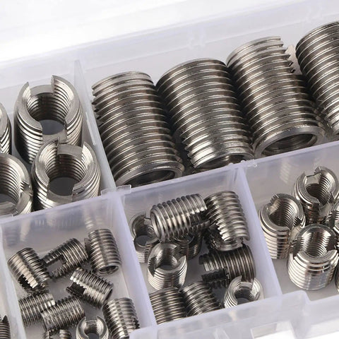 50Pcs Inner Thread Self Tapping Thread Inserts Set For Stainless Steel Repairs Heavy Duty Thread Reinforcement Kit DIY Self Cutting Inserts To Fix Stripped Threads And Restore Strength, stainless steel inserts in storage case
