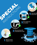 Special instructions for using Keep Your Bath Pipes Running Slick With This In-Drain Bathtub Hair Catcher And Clog Blocker.