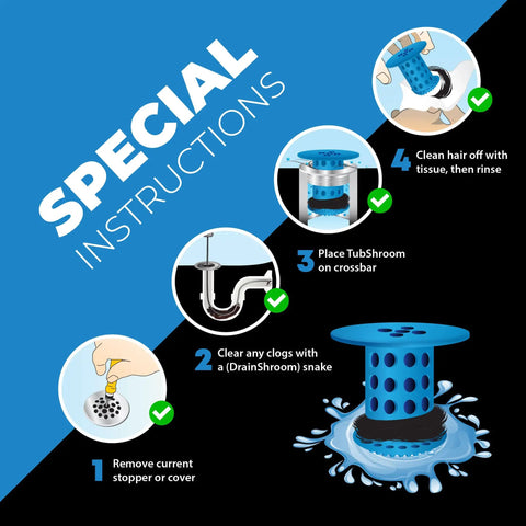 Special instructions for using Keep Your Bath Pipes Running Slick With This In-Drain Bathtub Hair Catcher And Clog Blocker.