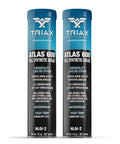 Front view of two 14 oz tubes of Atlas 600 Grease Full Synthetic Ultra Heavy Duty Lubricant for marine and low temp use.