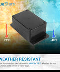 Tough As Nails 2 Pack Black ABS Project Box IP65 Waterproof Electrical Junction Enclosure Case with temperature range indicators.
