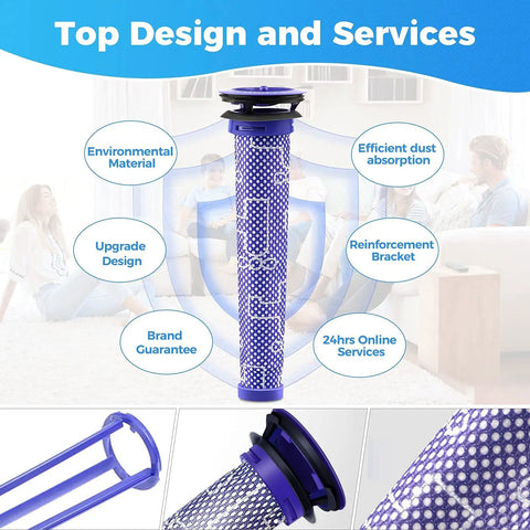 Image of Two Pack Replacement Pre Filter For V6 V7 V8 DC59 DC58 Vacuum Cleaner Replaces Part 965661 01 product features.