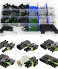 Pro Quality 373 Piece Weather Pack Series Wiring Kit With 10 To 20 Gauge Terminals Male And Female Quick Disconnect Splice For 20 Amp Systems Heavy Duty Sealer Connectors Includes Removal Tool, assorted connectors in organizer