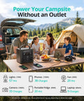 Keep All Your Gear Juiced During Your Latest Adventure With This Hella Reliable Portable Power Station Featuring 640Wh Capacity And 600W Output, family camping scene with power station.